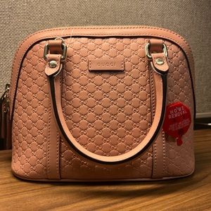 NWT AUTHENTIC GUCCI Microguccissima Dome Bag Handbag Crossbody Soft Pink Leather